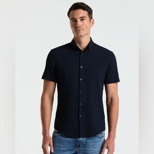 SOLD Perry Ellis Stretch Seersucker Slim Fit Shirt Dark Sapphire M
